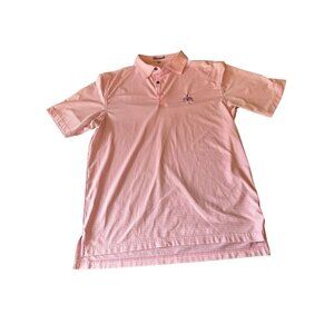 Peter Millar Men's Large Pink Striped Polo Shirt 92% Polyester 8% Spandex